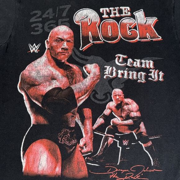 WWE Other - WWE The Rock Shirt Mens Medium Black Pro Wrestling WWF Champion Tour Casual